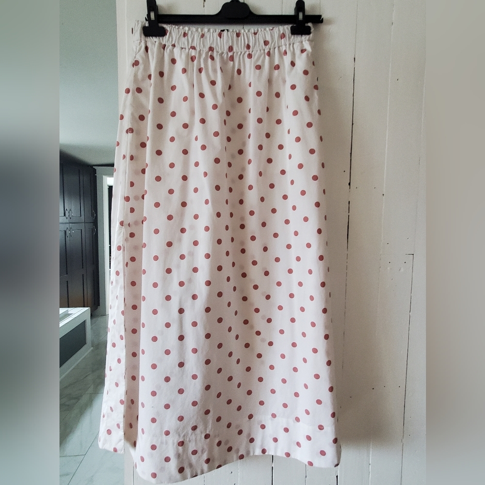J. Crew White Maxi Skirt with Pink Polka Dots - Picture 3 of 5